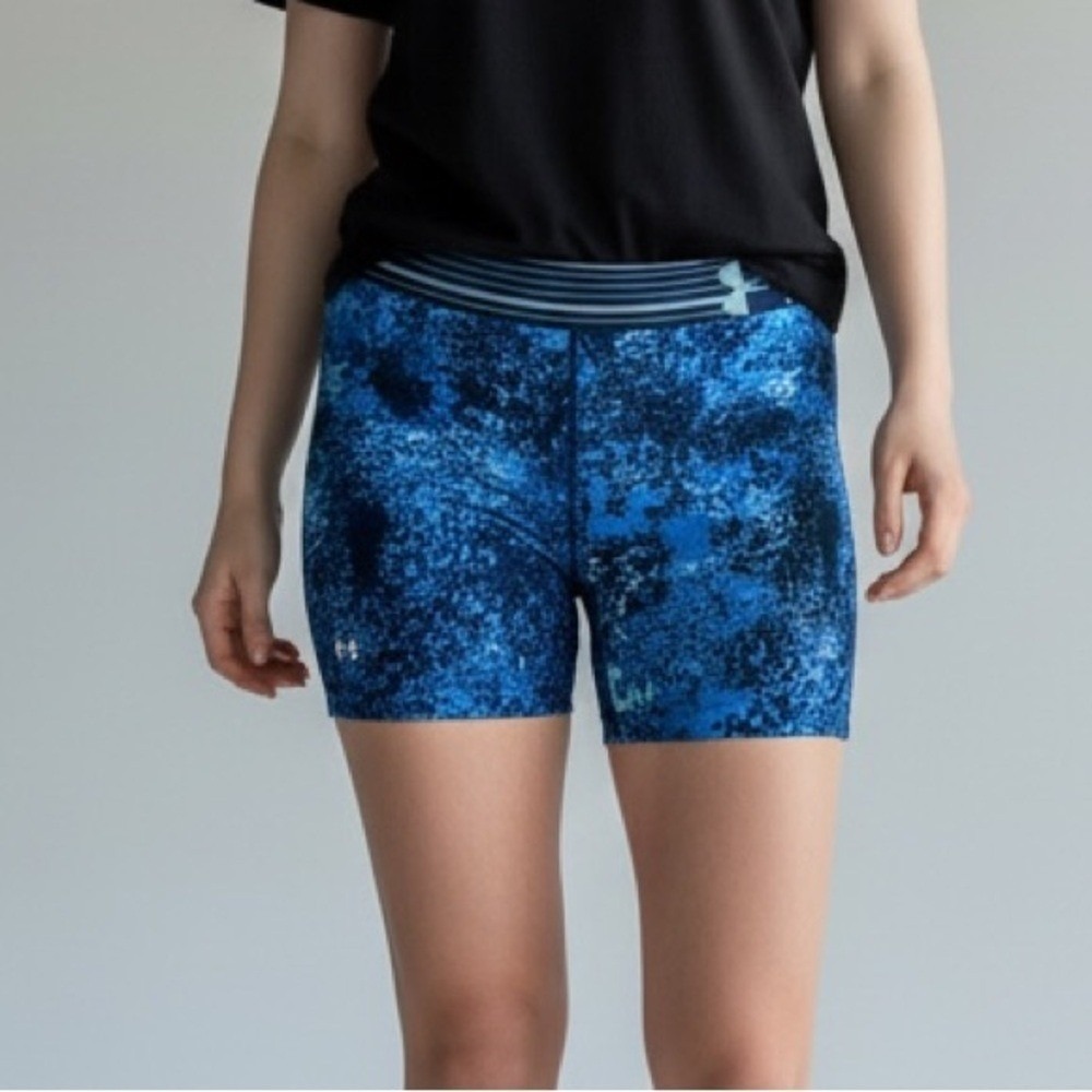 Under Armour Blue Camo Compression Shorts Athletic Activewear Medium